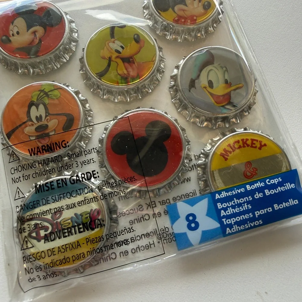 Disney Mickey and Friends Adhesive Bottle Caps EK Success DBCM001 8pc New